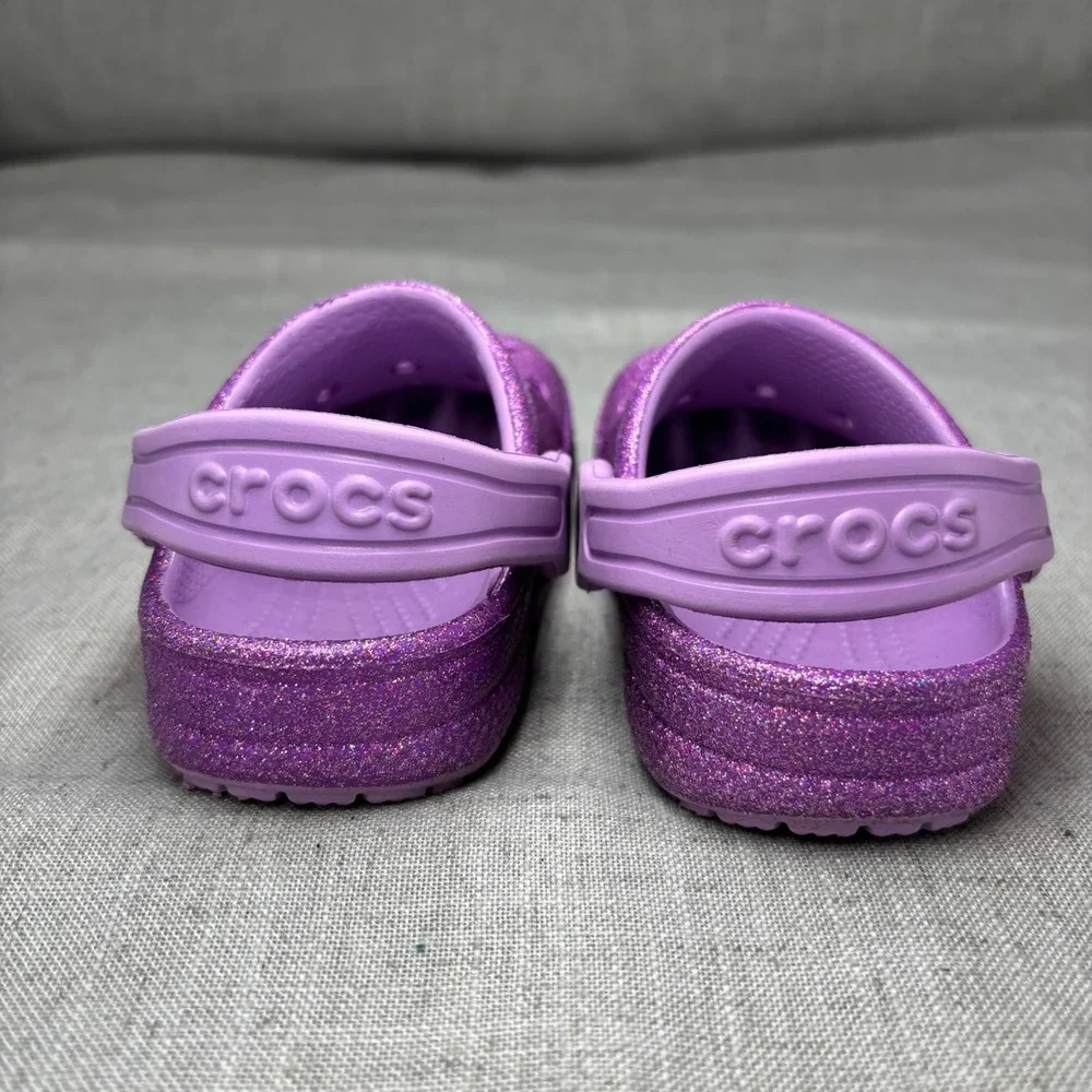 Crocs Kids Baya Clog Purple Glitter Orchid Sparkle Classic Slip On Toddler 6